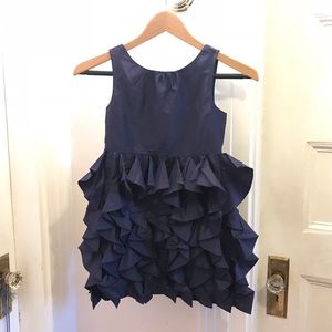 Crewcuts Girls Navy Silk Taffeta Dress
